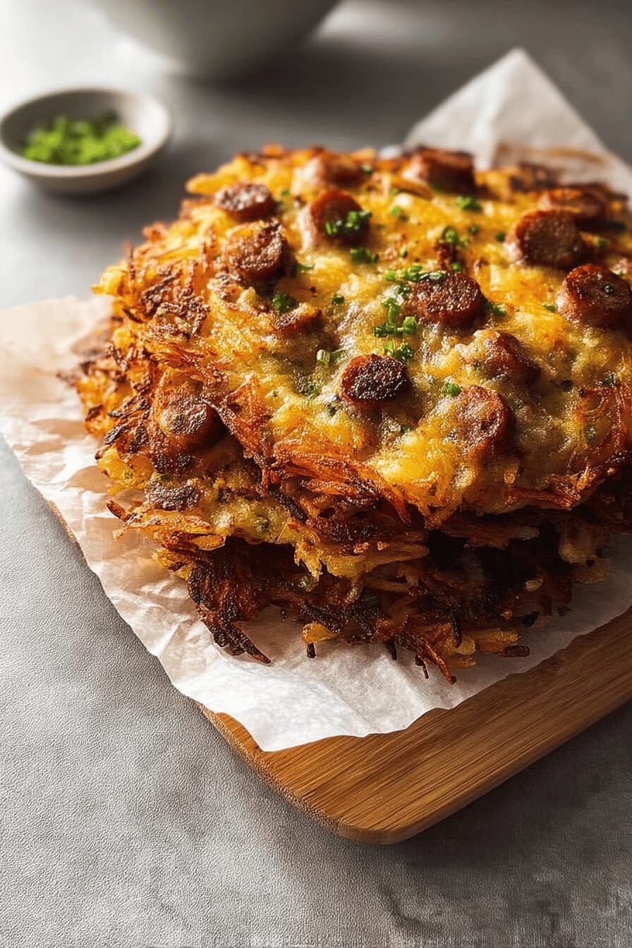 crispy cheesy sausage hash browns