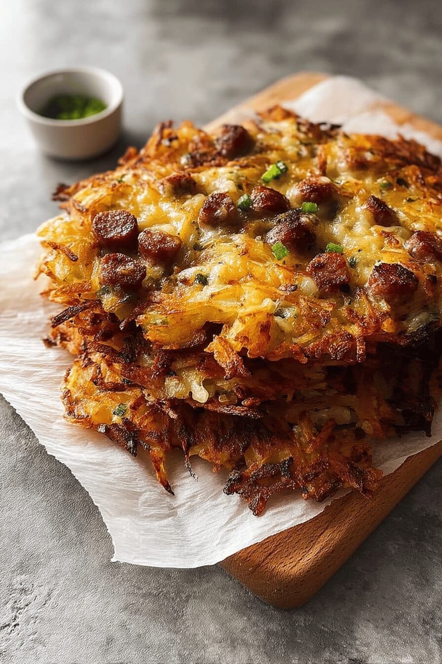 crispy cheesy sausage hash browns