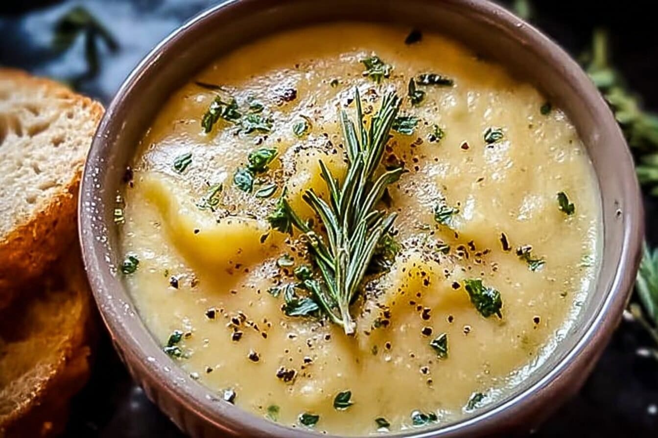 Cheddar Garlic Herb Potato Soup Creamy