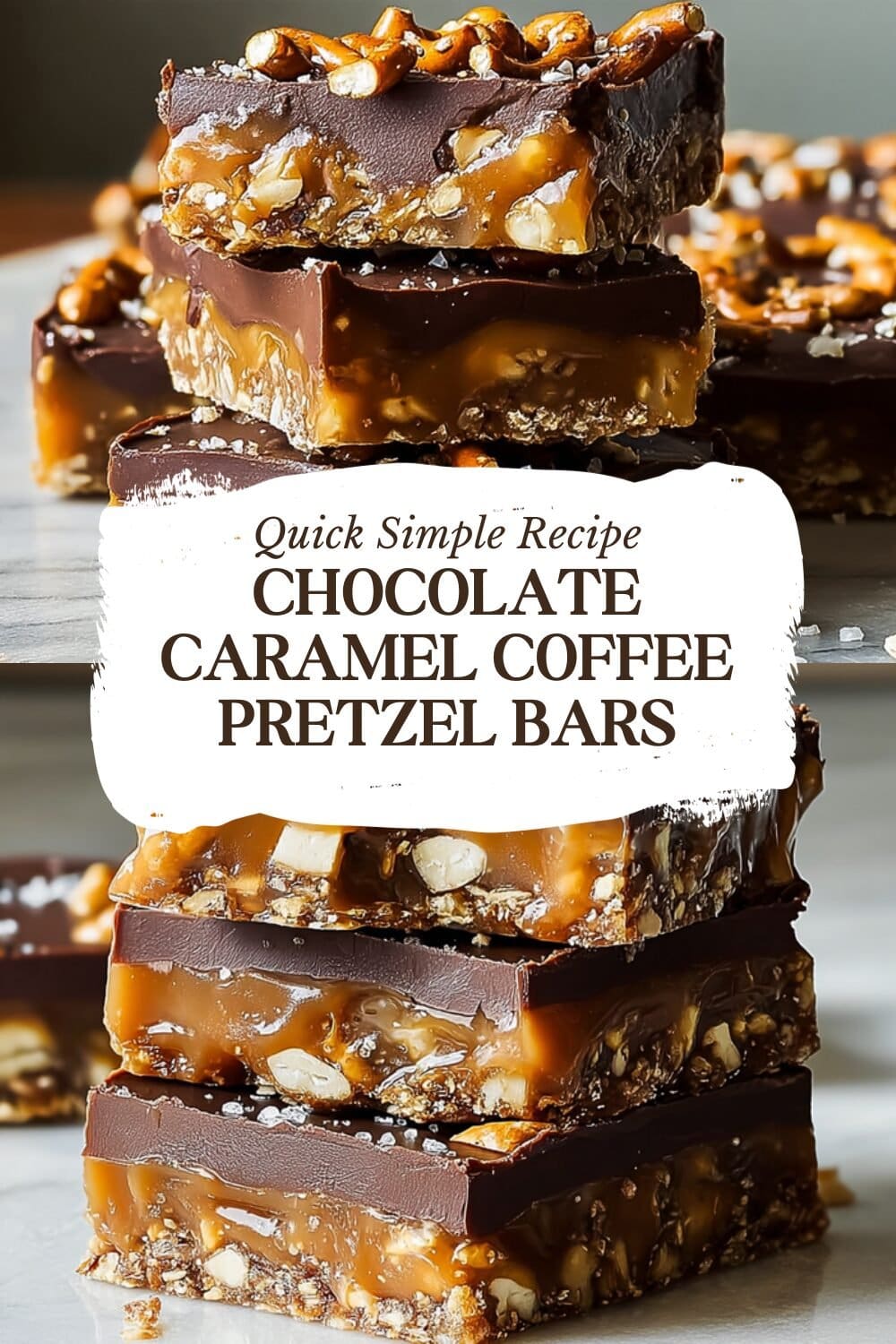Chocolate Caramel Coffee Pretzel Bars