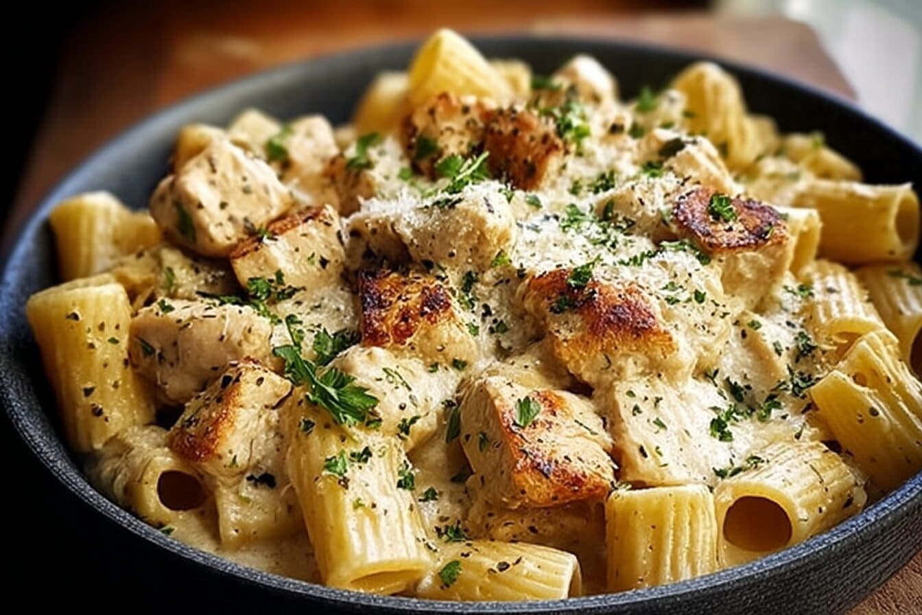 Creamy Garlic Butter Chicken Rigatoni